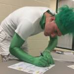 Test day paperwork with Huntington gree guy